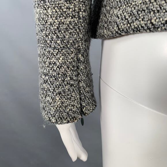 ALEXANDER MCQUEEN Size 4 Grey Black Wool Blend Boucle Single Breasted Jacket - Picture 6 of 12